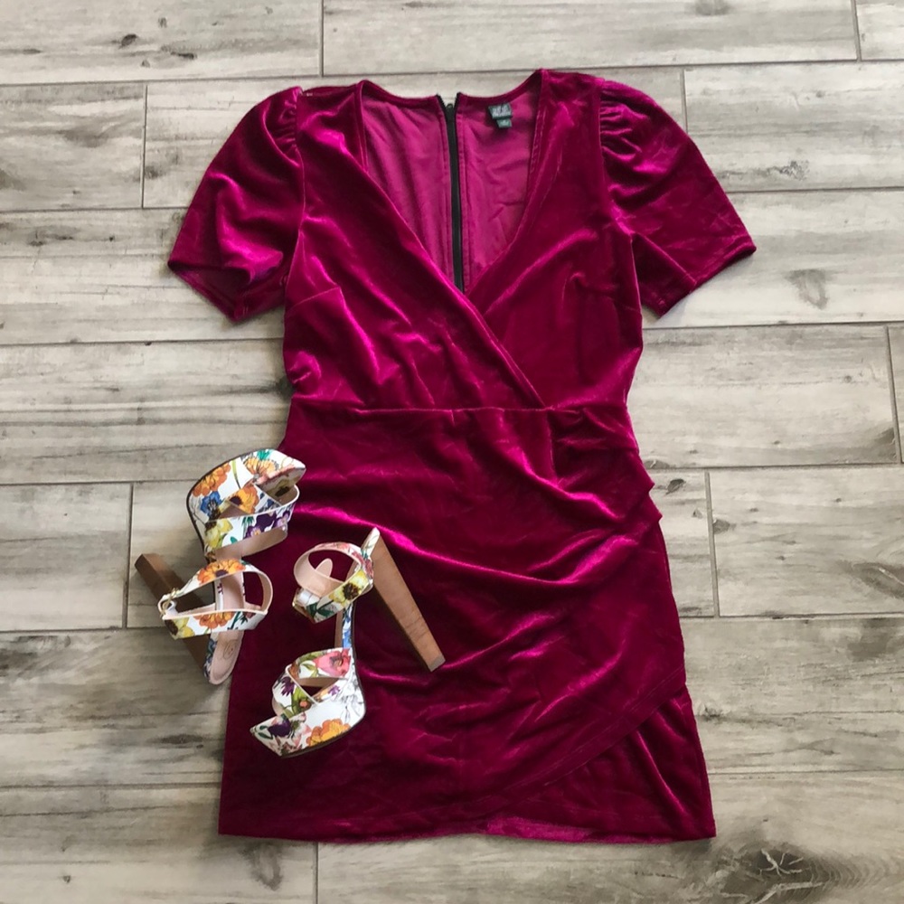 Wild Fable pink velvet mini dress